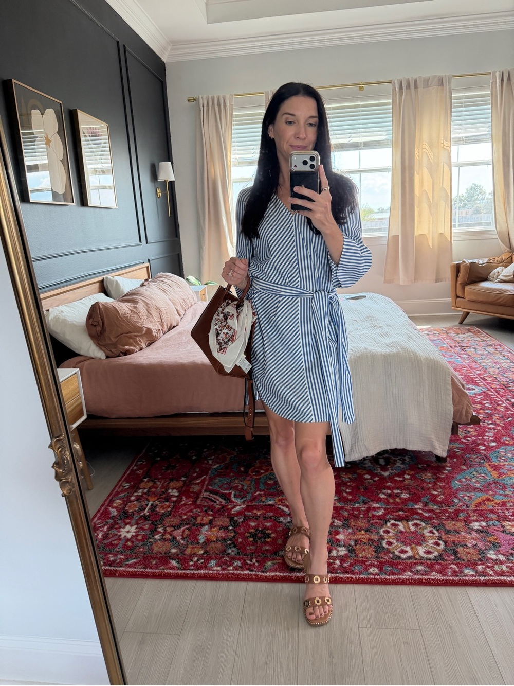 GAP Blue and White Striped Wrap Dress
